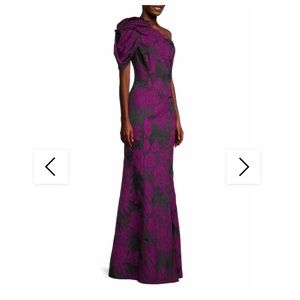 Aidan Mattox Magenta One shoulder Maxi Dress